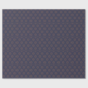 Fivefold Star Geometry in Indigo and Copper Wrappi Wrapping Paper