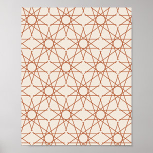 Fivefold Star Geometry in Terracotta and Ivory Poster