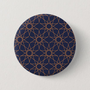 Fivefold Star Geometry Indigo Copper Button