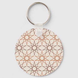Fivefold Star Geometry Ivory Sienna Keychain