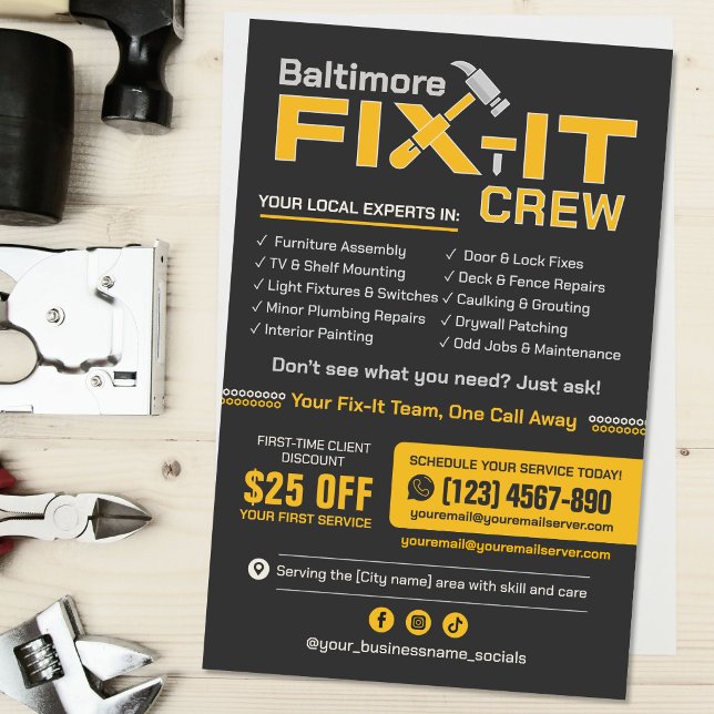 Fix-it Crew - Handyman - Home Repair & Maintenance Flyer (Creator Uploaded)