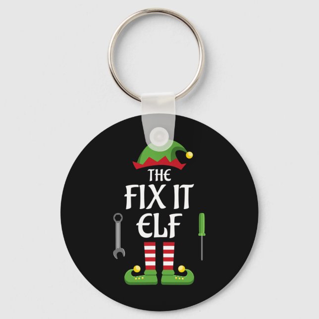 Fix It Elf Family Matching Group Christmas  Key Ring (Front)