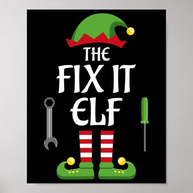 Fix It Elf Family Matching Group Christmas  Poster (Front)