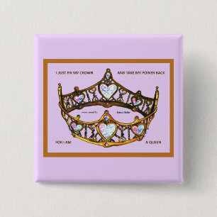 Fix my crown take power back I am queen pink gold 15 Cm Square Badge