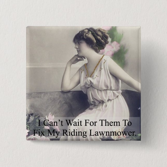 Fix My Riding Lawnmower 15 Cm Square Badge (Front)