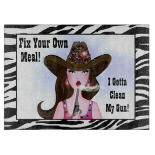 "Fix Your Own Meal!  I Gotta Clean My Gun!" Cutting Board