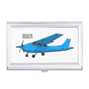 Fixed-wing aircraft cartoon illustration business card holder
