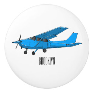 Fixed-wing aircraft cartoon illustration ceramic knob