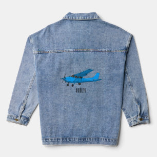Fixed-wing aircraft cartoon illustration denim jacket