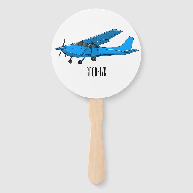 Fixed-wing aircraft cartoon illustration hand fan (Front)