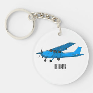 Fixed-wing aircraft cartoon illustration key ring