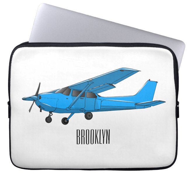 Fixed-wing aircraft cartoon illustration laptop sleeve (Front)
