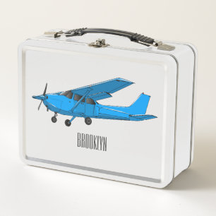 Fixed-wing aircraft cartoon illustration metal lunch box