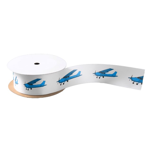 Fixed-wing aircraft cartoon illustration satin ribbon (Spool)