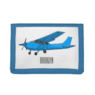 Fixed-wing aircraft cartoon illustration trifold wallet