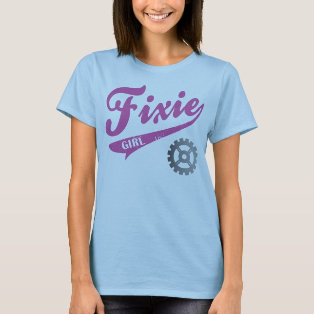 Fixie Girl, Bike design Pink/grey T-Shirt (Front)