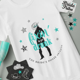 Fixin' The Posse Disco Bachelorette Teal ID925 T-Shirt