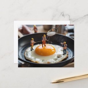Fixing Eggs Funny Construction Workers Postcard