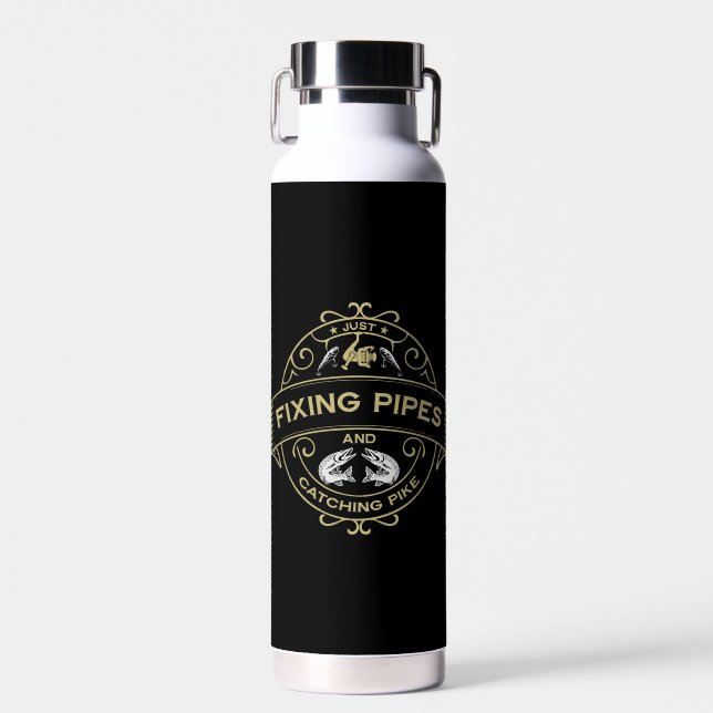 Fixing Pipes & Catching Pike Water Bottle (Front)