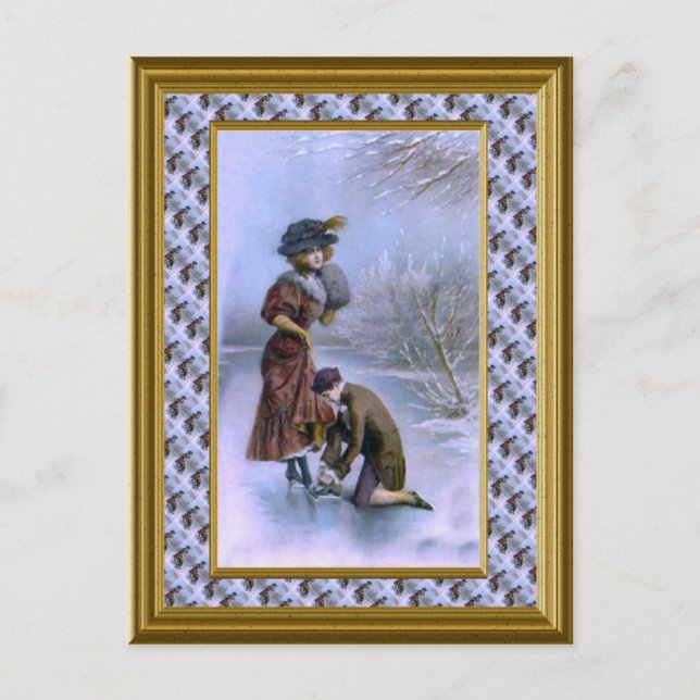 Fixing the skates 1920 postcard (Front)