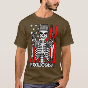 Fixologist Gothic Skeleton USA Flag Woodworking Ca T-Shirt