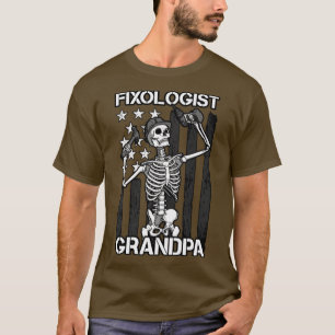 Fixologist Grandpa Skeleton USA Flag Woodworking C T-Shirt