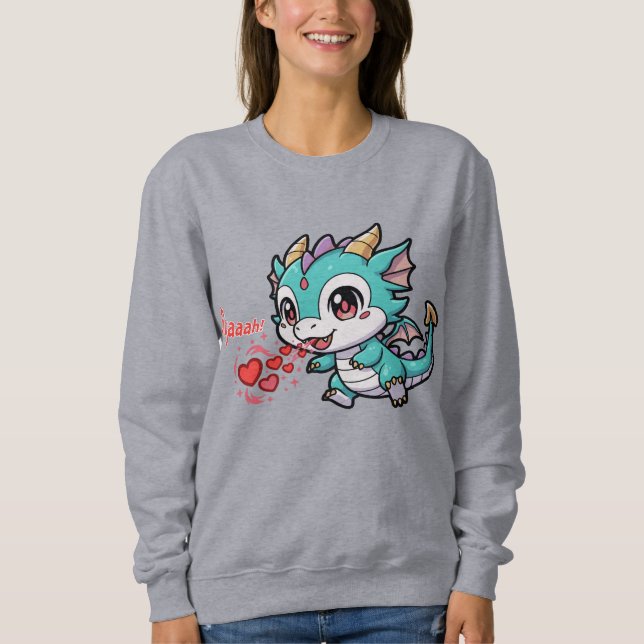 Fiyaaah Cute Baby Dragon Chibi Anime Kawaii Heart Sweatshirt (Front)