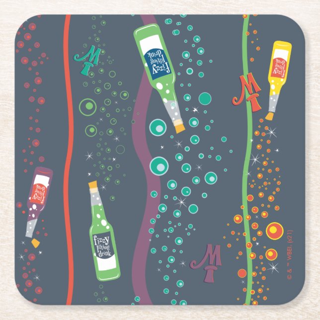 Fizzy Lifting Drink Pattern Square Paper Coaster (Front)
