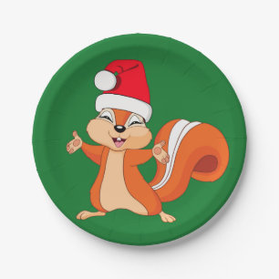 Fizzy the Playful Squirrel at Christmas Paper Plate