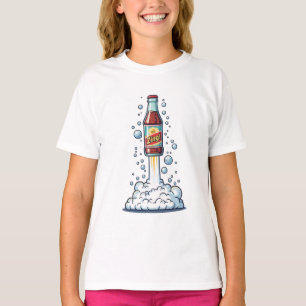 Fizzy Zing Soda Bottle Blasting Off Kids T-Shirt