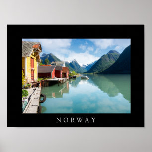 Fjaerlandsfjord fjord landscape in Norway Poster