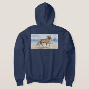 Fjara Icelandic Horse watercolor on the Beach  Hoodie