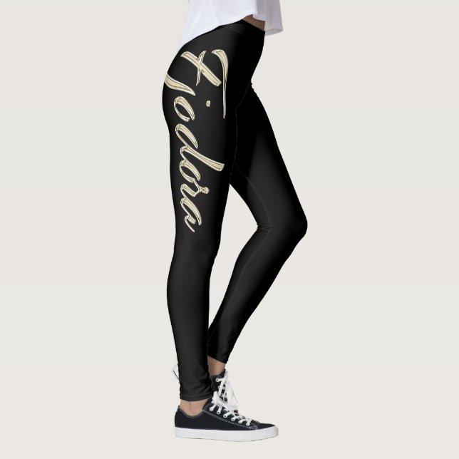 Fjodora white gold handwriting trousers leggings (Right)