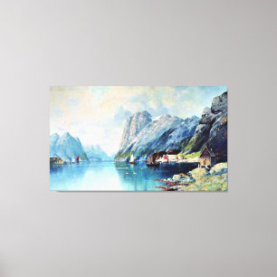 Fjord in Norway, fine art painting, Canvas Print