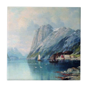 Fjord in Norway - Lev Lagorio artwork Tile