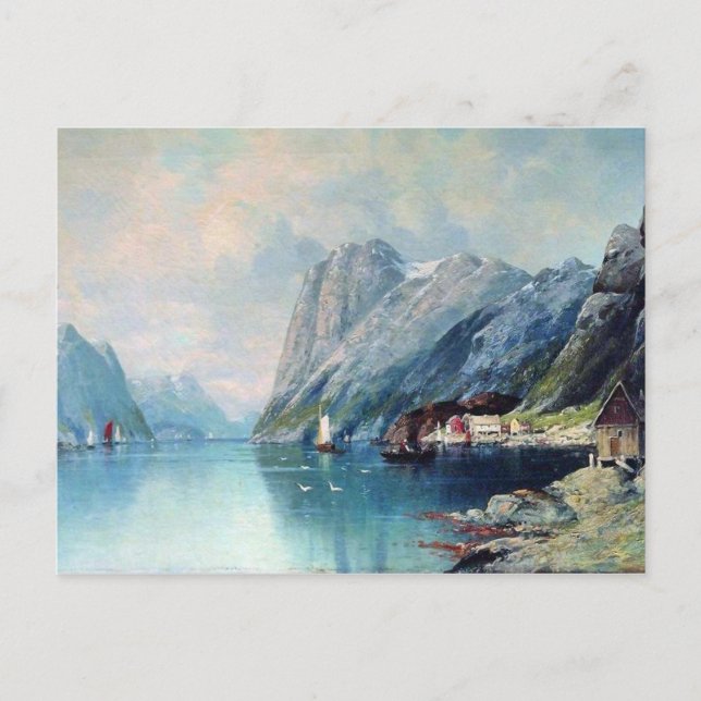 Fjord in Norway painting by Lev Lagorio Postcard (Front)