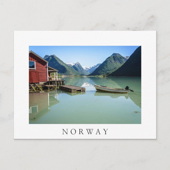 Fjord landscape in Norway white text postcard (Front)