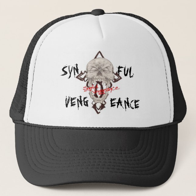 fjsgjxdjgj, SYN, FUL, VENG, EANCE Trucker Hat (Front)