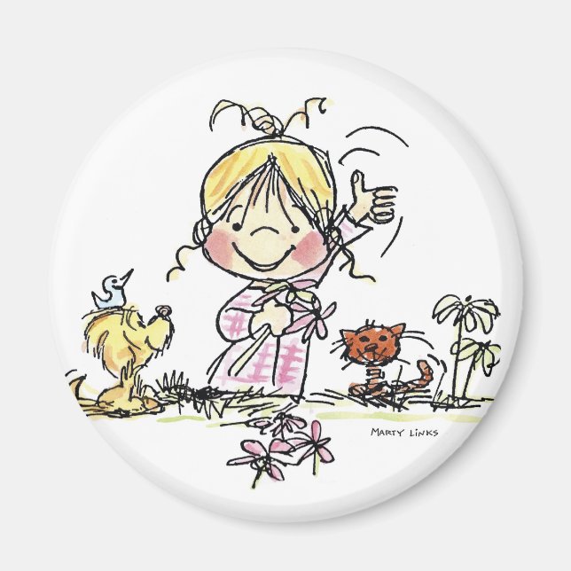 FL-001 Girl Waving Magnet (Front)