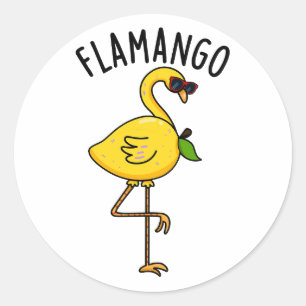 Fla-mango Funny Flamingo Pun Classic Round Sticker