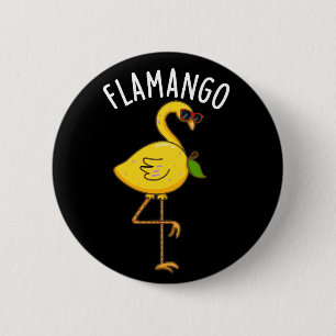 Fla-mango Funny Flamingo Pun Dark BG 6 Cm Round Badge