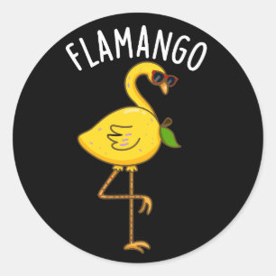 Fla-mango Funny Flamingo Pun Dark BG Classic Round Sticker