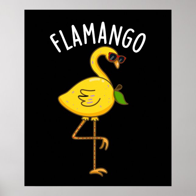 Fla-mango Funny Flamingo Pun Dark BG Poster (Front)