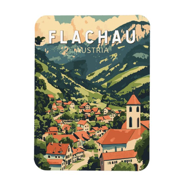 Flachau Austria Illustration Travel Art Vintage Magnet (Vertical)