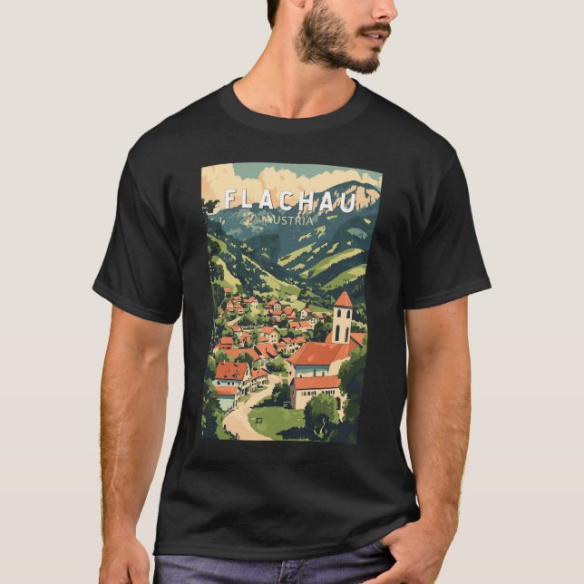 Flachau Austria Illustration Travel Art Vintage T-Shirt (Front)