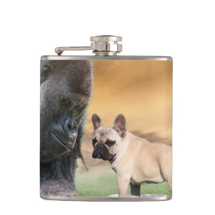 Flachmann french bulldogge u. gorilla hip flask