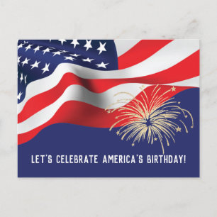 Flag 4th of July BBQ Party Invitation Postcard