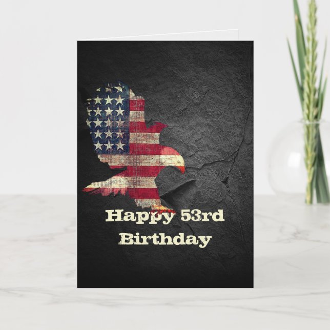 Flag and Bald Eagle for 53rd Birthday Card (Front)