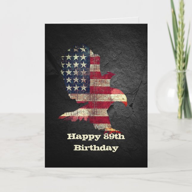 Flag and Bald Eagle for 89th Birthday Card (Front)