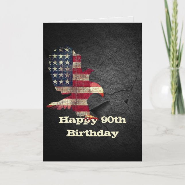 Flag and Bald Eagle for 90th Birthday  Card (Front)